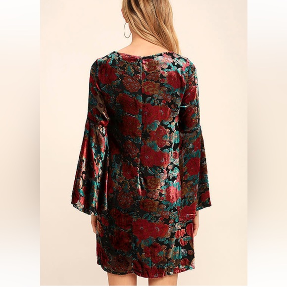 Lulu’s PPLA Elektra Velvet Floral Print Dress NWOT - Picture 6 of 12